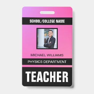 Tarjeta de identificación de profesor minimalista 