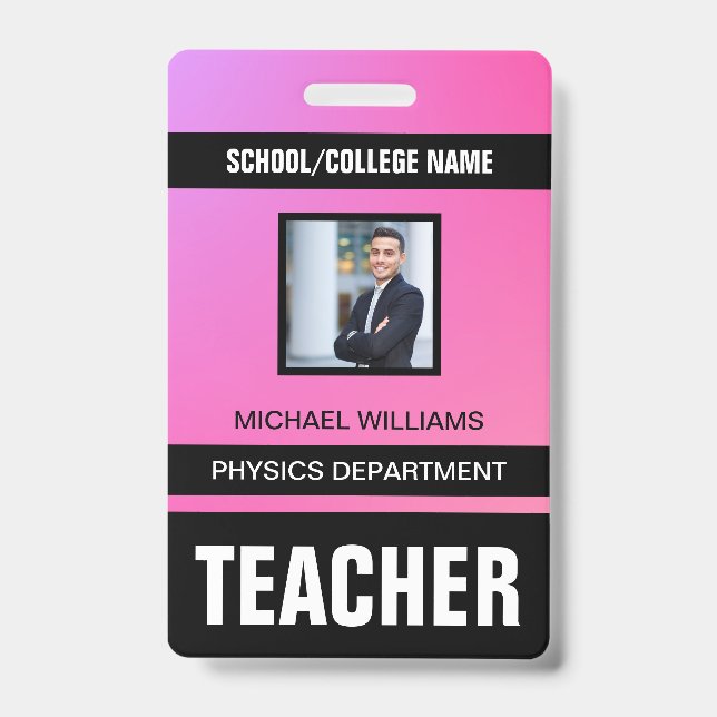 Tarjeta de identificación de profesor minimalista  (Parte frontal)