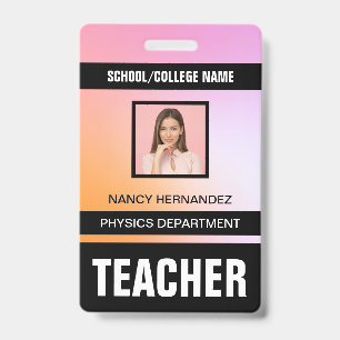 Tarjeta de identificación de profesor minimalista