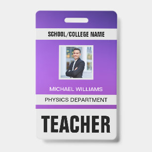 Tarjeta de identificación de profesor minimalista