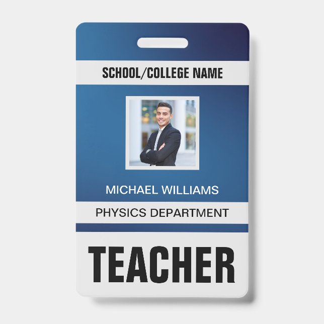 Tarjeta de identificación de profesor minimalista  (Parte frontal)
