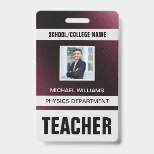 Tarjeta de identificación de profesor moderna mini