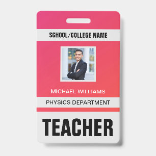 Tarjeta de identificación de profesor moderna mini