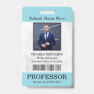 Tarjeta de identificación de profesor nombre escue