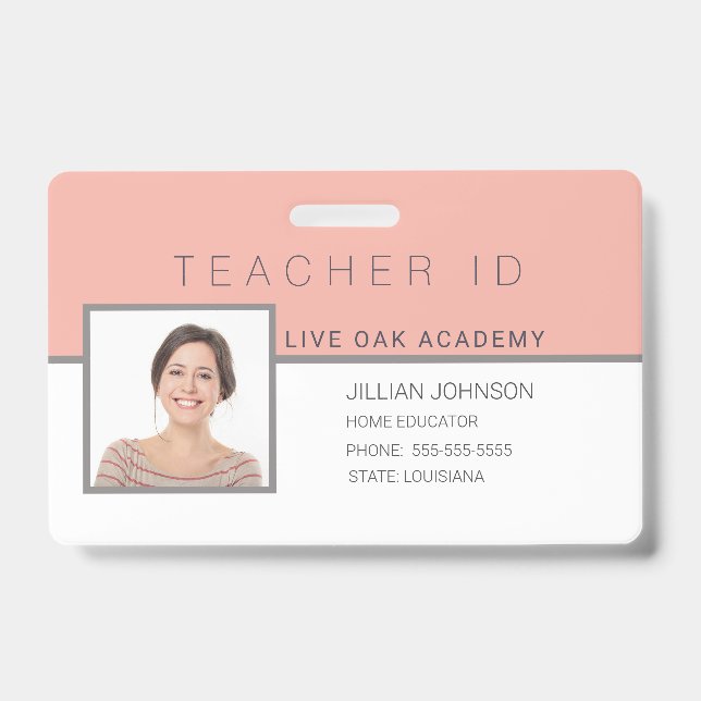 Tarjeta de identificación de profesora de educació (Parte frontal)