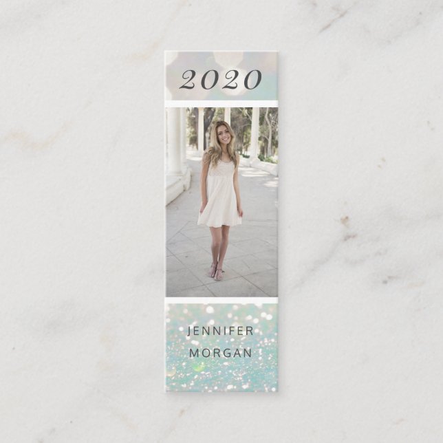 Tarjeta de identificación de purpurina de graduaci (Anverso)