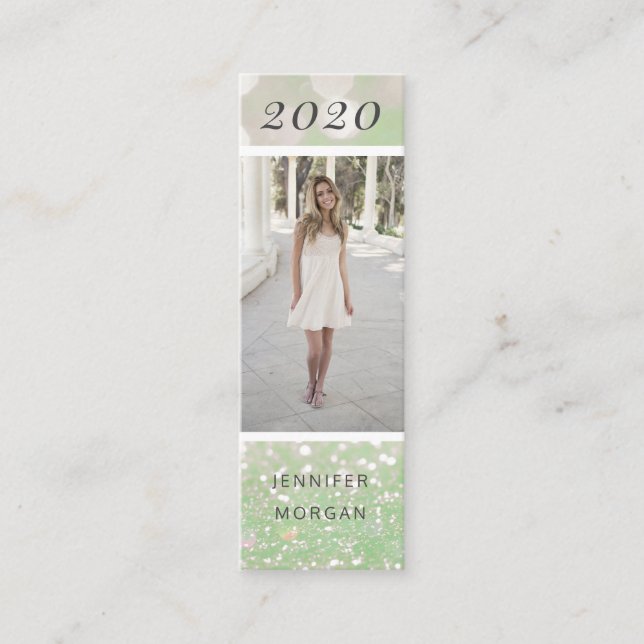 Tarjeta de identificación de purpurina de graduaci (Anverso)