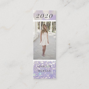 Tarjeta de identificación de purpurina de graduaci