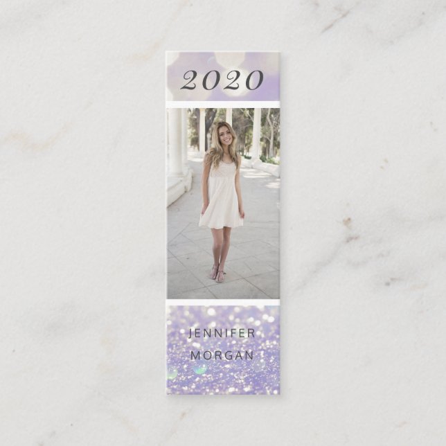 Tarjeta de identificación de purpurina de graduaci (Anverso)