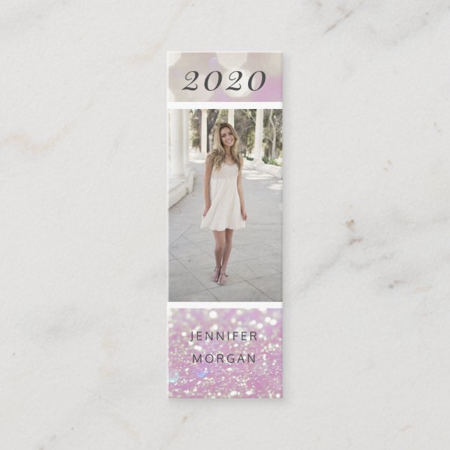 Tarjeta de identificación de purpurina de graduaci (Anverso)