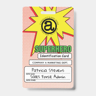 Tarjeta de identificación de PVC de superhéroe