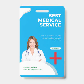 Tarjeta de identificación de servicio médico azul 