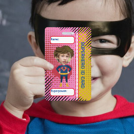 Tarjeta de identificación de superhéroe niños supe