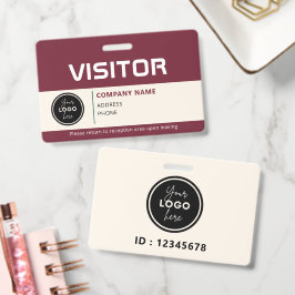 Tarjeta de identificación de visitante moderna roj