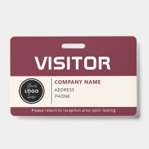 Tarjeta de identificación de visitante moderna roj