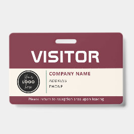 Tarjeta de identificación de visitante moderna roj