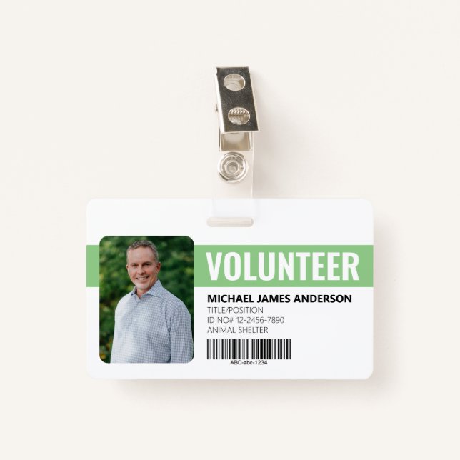Tarjeta de identificación de voluntario de protecc (Anverso con clip)