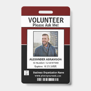Tarjeta de identificación de voluntario Logotipo m