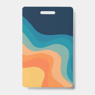 Tarjeta De Identificación Decoración de ondas de estilo retro