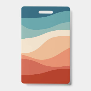 Tarjeta De Identificación Decoración de ondas de estilo retro colorido