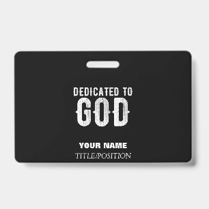 TARJETA DE IDENTIFICACIÓN DEDICADO A DIOS FRESCO PERSONALIZABLE BLANCO