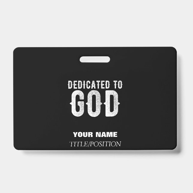 TARJETA DE IDENTIFICACIÓN DEDICADO A DIOS FRESCO PERSONALIZABLE BLANCO (Parte frontal)