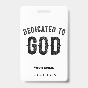 TARJETA DE IDENTIFICACIÓN DEDICADO A DIOS GENIAL PERSONALIZABLE TEXTO NEGRO