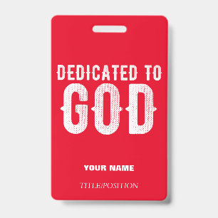 TARJETA DE IDENTIFICACIÓN DEDICADO A DIOS ROJO GENIAL PERSONALIZABLE BLANCO 