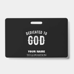 TARJETA DE IDENTIFICACIÓN DEDICADO A DIOS TEXTO BLANCO FRÍO PERSONALIZABLE