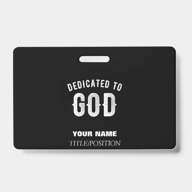 TARJETA DE IDENTIFICACIÓN DEDICADO A DIOS TEXTO BLANCO FRÍO PERSONALIZABLE (Parte frontal)