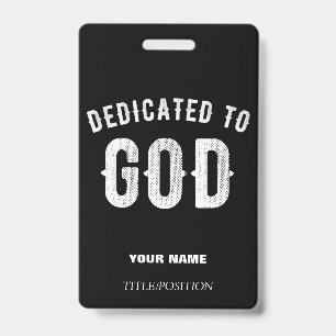 TARJETA DE IDENTIFICACIÓN DEDICADO A DIOS TEXTO BLANCO FRÍO PERSONALIZABLE