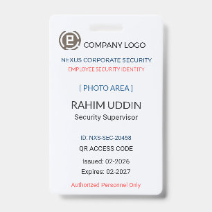 Tarjeta de identificación del empleado ID de seg