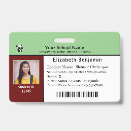 Tarjeta de identificación del estudiante Tarjeta d