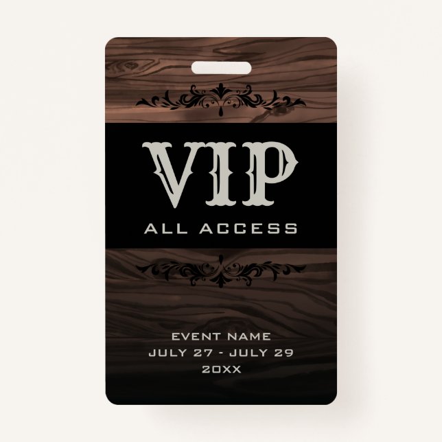 Tarjeta de identificación del evento Rustic Wood V (Anverso)