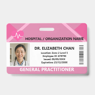 Tarjeta de identificación del hospital de color ro