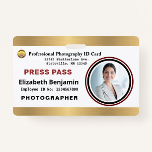 Tarjeta de identificación del pase de prensa del e