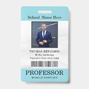 Tarjeta de identificación del profesor nombre escu