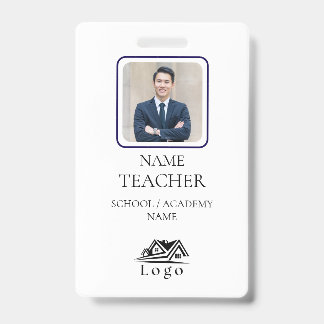Tarjeta de identificación del profesor nombre escu