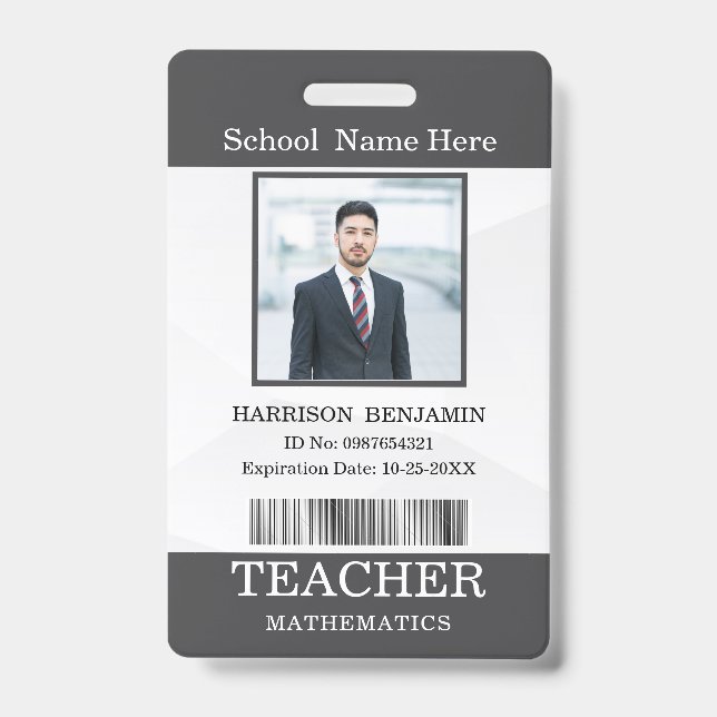 Tarjeta de identificación del profesor nombre escu (Parte frontal)