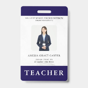 Tarjeta de identificación del profesor nombre escu