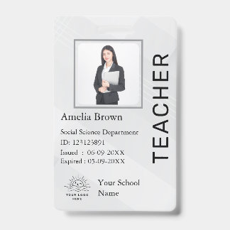 Tarjeta de identificación del profesor nombre plan
