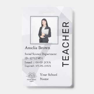 Tarjeta de identificación del profesor nombre plan