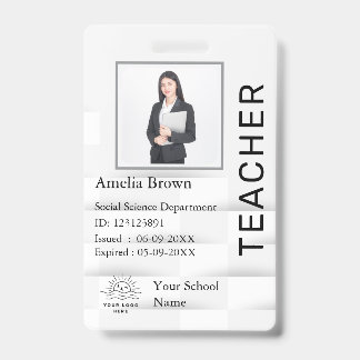 Tarjeta de identificación del profesor nombre plan
