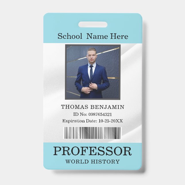 Tarjeta de identificación del profesor Nombre Plan (Parte frontal)
