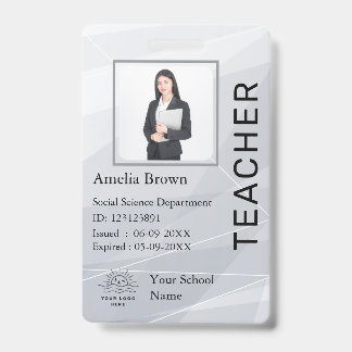 Tarjeta de identificación del profesor nombre plan
