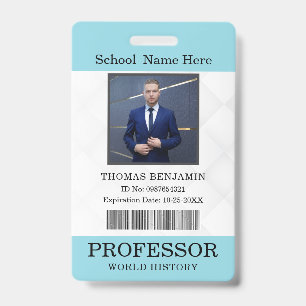 Tarjeta de identificación del profesor nombre plan
