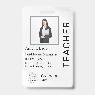 Tarjeta de identificación del profesor nombre plan