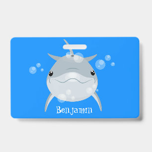 Tarjeta De Identificación Delfín de dibujos animados kawaii lindo feliz