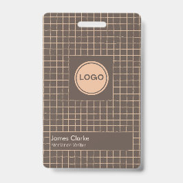 Tarjeta De Identificación Delicado patrón de crema marrón con logotipo