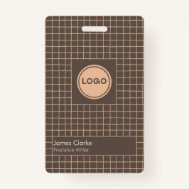 Tarjeta De Identificación Delicado patrón de crema marrón con logotipo